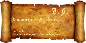 Neuburger Jolán névjegykártya